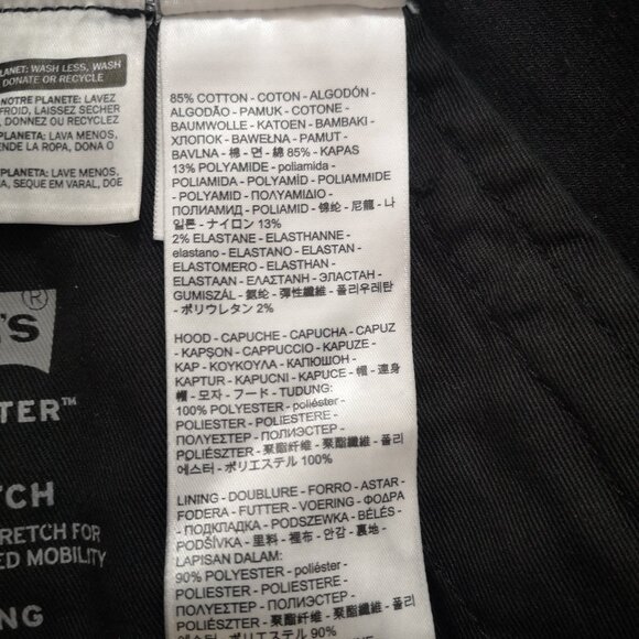 NWT Levi's Commuter 4 Way Stretch Men's Size Small Black Trucker Jacket w/ Hood - Picture 7 of 16